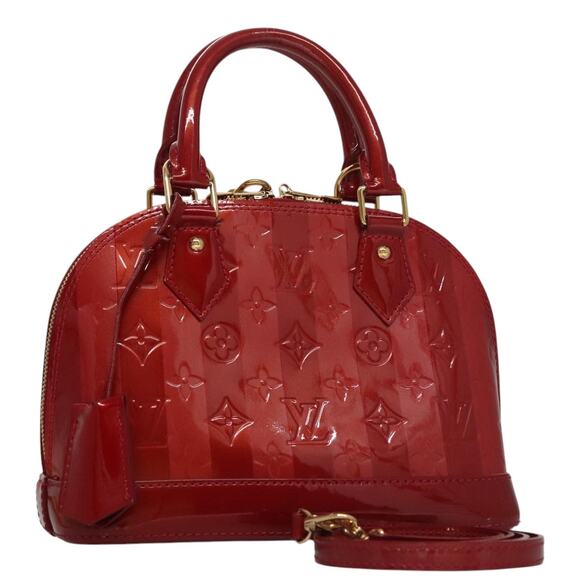 LOUIS VUITTON Vernis Rayure Alma BB Bag Pomme D'amour M91593 - Picture 1 of 16